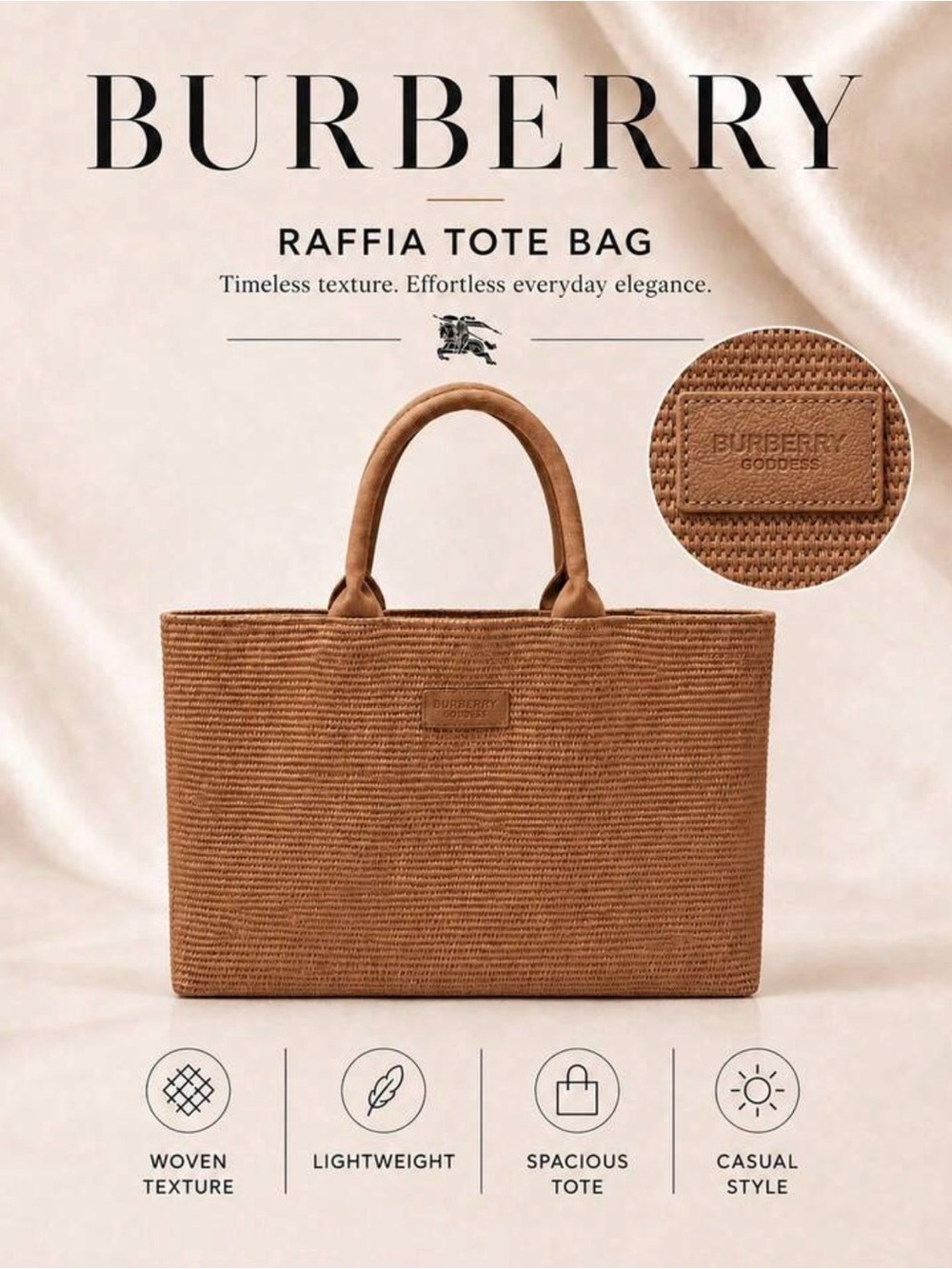 Burberry Goddess Raffia Tote Bag- GWP